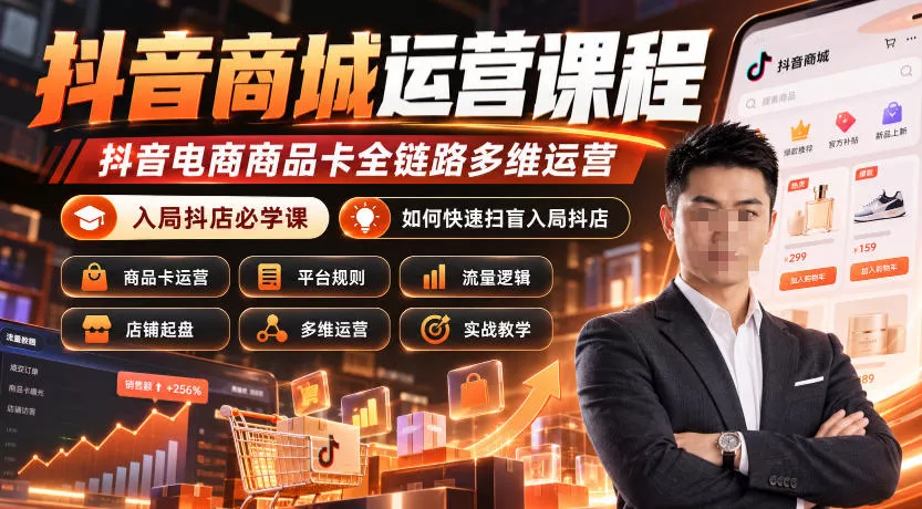 抖音商城运营课程，抖音电商商品卡全链路多维运营，入局抖店必学课， 如何快速扫盲入局抖店(更新1017)_抖汇吧