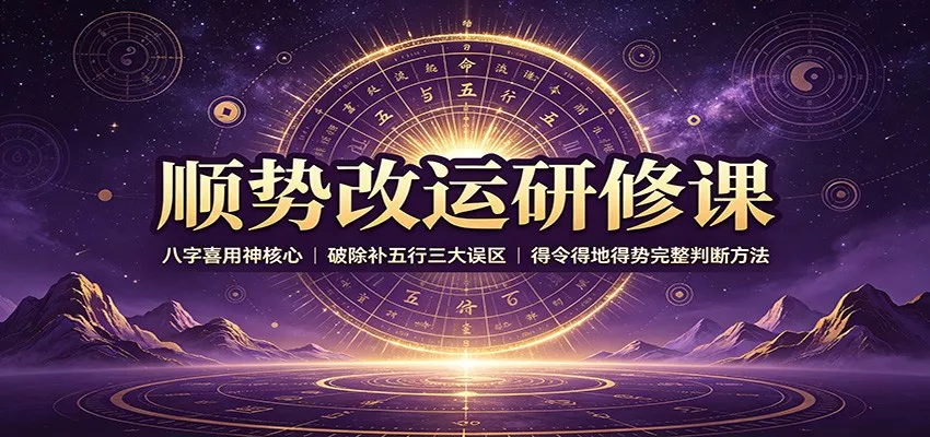 顺势改运研修课：八字喜用神核心，破除补五行三大误区，得令得地得势完整判断方法_抖汇吧