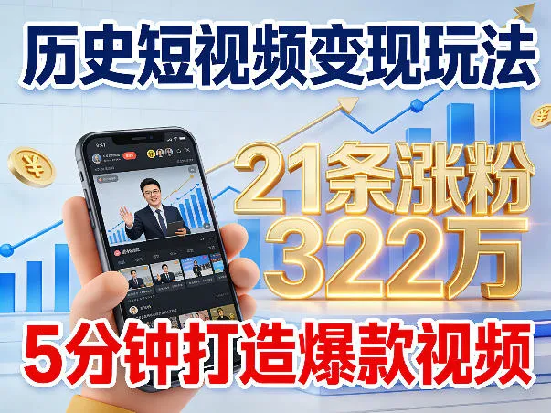 历史短视频变现玩法，不露脸出镜，5分钟打造爆款视频_抖汇吧