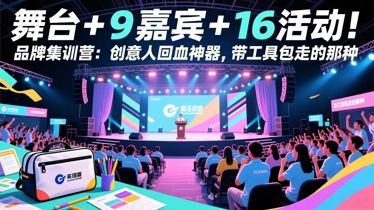 舞台 + 9 嘉宾 + 16 活动!品牌集训营:创意人回血神器,带工具包走的那种_抖汇吧