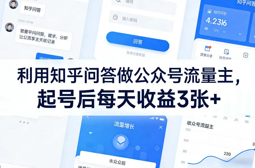 利用知乎问答做公众号流量主，起号后每天收益3张+_抖汇吧