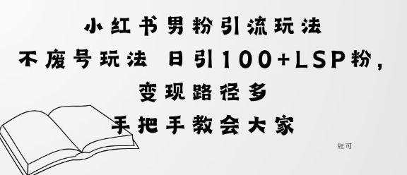 小红书男粉引流玩法不废号玩法日引100+LSP粉，变现路径多_抖汇吧