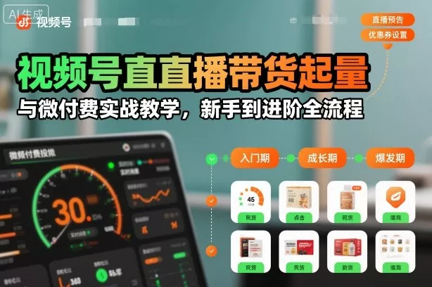 视频号直播带货起量与微付费实战教学，新手到进阶全流程（更新26年10月）_抖汇吧