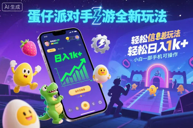 蛋仔派对手游全新玩法，轻松日入1k+，风口信息差玩法，当天见收益，小白一部手机可操作_抖汇吧