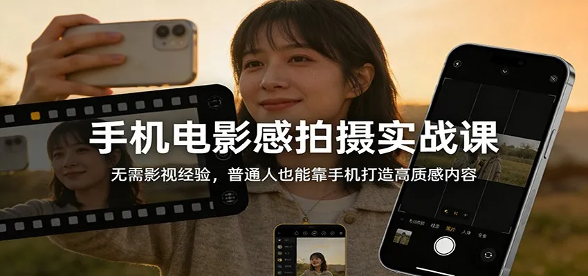 图片[1]_手机电影感拍摄实战课：无需影视经验，普通人也能靠手机打造高质感内容_抖汇吧