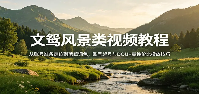 文鸳风景类视频教程：从账号准备定位到剪辑调色，账号起号与DOU+高性价比投放技巧_抖汇吧