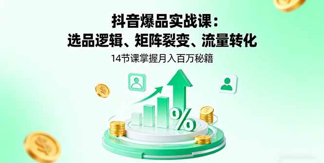 （16112期）抖音爆品实战课：选品逻辑、矩阵裂变、流量转化，14节课掌握月入百万秘籍_抖汇吧