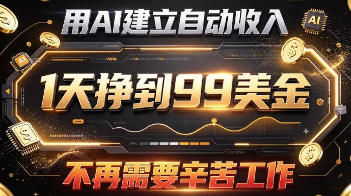 用AI建立自动收入，1天挣到99美刀，不再需要辛苦工作_抖汇吧