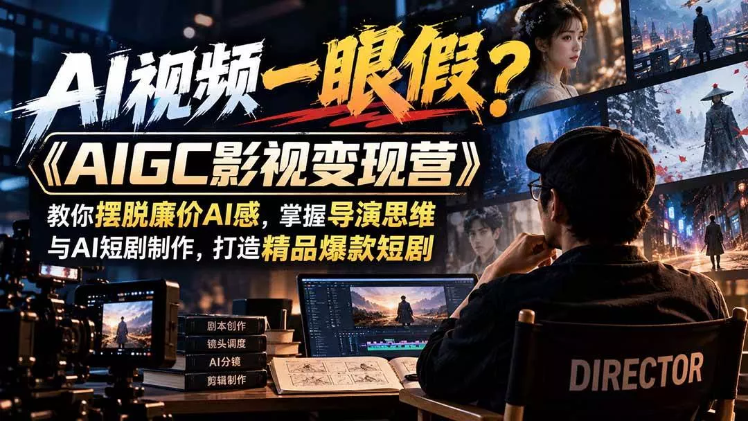 （21133期）【无水印】AI视频一眼假？《AIGC影视变现营》教你摆脱廉价AI感，掌握导演思维与AI短剧制作，打造精品爆款短剧_抖汇吧