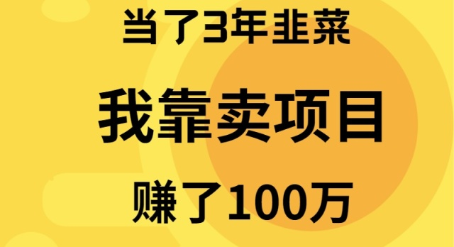 我当了3年韭菜，但是靠卖项目赚了100万_抖汇吧