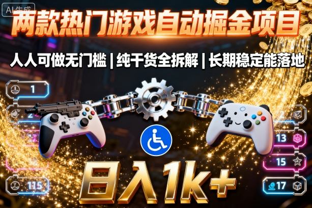 两款热门游戏自动掘金项目，人人可做无门槛，纯干货全拆解，长期稳定能落地，日入1k+【揭秘】_抖汇吧