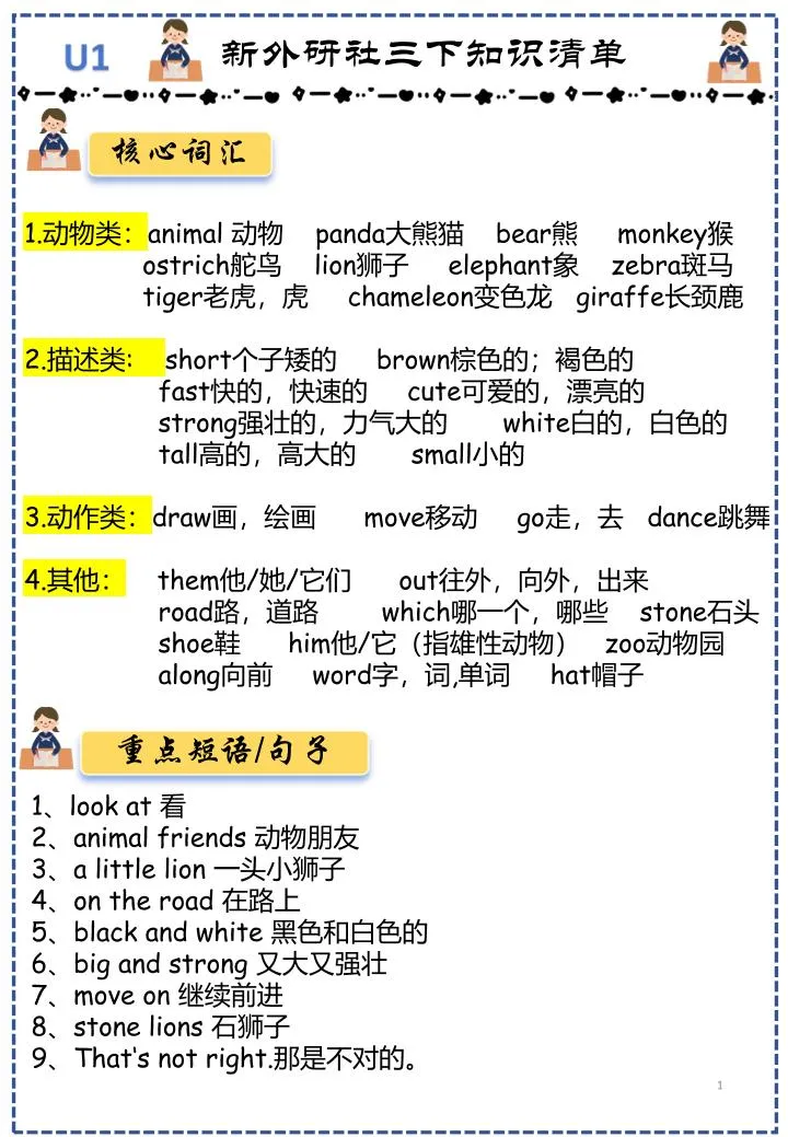 三下外研版英语知识点清单12页