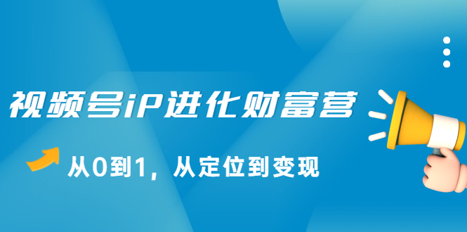 视频号iP进化财富营，从0到1，从定位到变现赚钱_抖汇吧