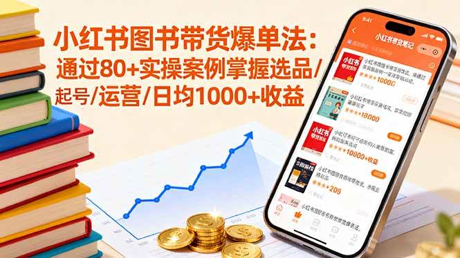 （16015期）小红书图书带货爆单法：通过80+实操案例掌握选品/起号/运营/日均1000+收益_抖汇吧