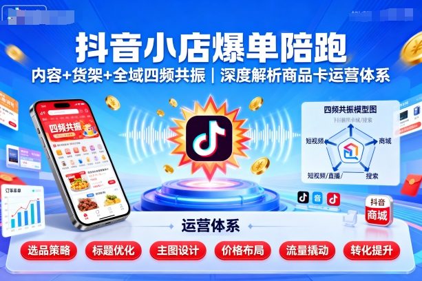 抖音小店爆单陪跑，内容＋货架＋全域四频共振，深度解析抖音商品卡运营体系（更新）_抖汇吧