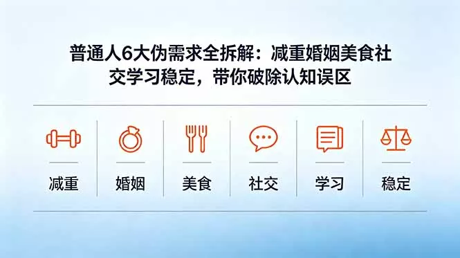 付费文章：普通人6大伪需求全拆解：减重婚姻美食社交学习稳定，带你破除认知误区_抖汇吧