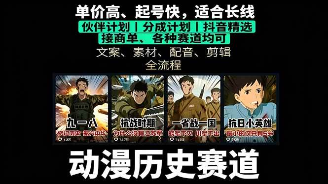 图片[1]_（16048期）历史动漫赛道撸分成：起号、文案、素材、配音、剪辑，单视频收益破万_抖汇吧