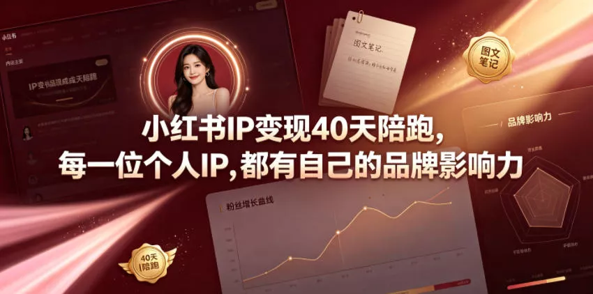 小红书IP变现40天陪跑，每一位个人IP，都有自己的品牌影响力_抖汇吧