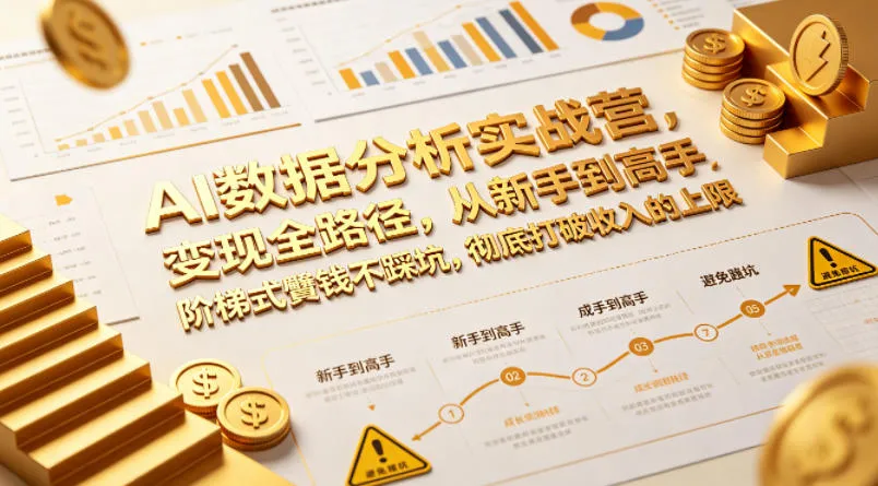 AI数据分析实战营，变现全路径，从新手到高手，阶梯式賺钱不踩坑，彻底打破收入的上限_抖汇吧