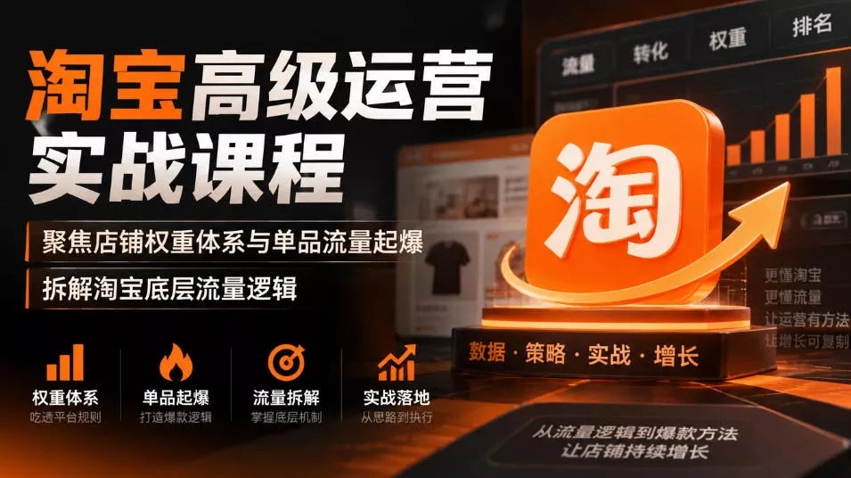 淘宝高级运营实战课程，聚焦店铺权重体系与单品流量起爆，拆解淘宝底层流量逻辑_抖汇吧
