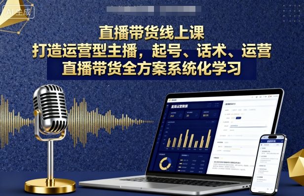 直播带货线上课，打造运营型主播，起号、话术、运营，直播带货全方案系统化学习_抖汇吧