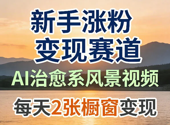 AI治愈系风景视频，新手涨粉变现赛道，橱窗变现每天2张，副业必备_抖汇吧