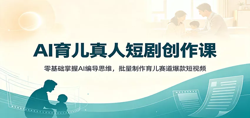 AI育儿真人短剧创作课：零基础掌握AI编导思维，批量制作育儿赛道爆款短视频_抖汇吧