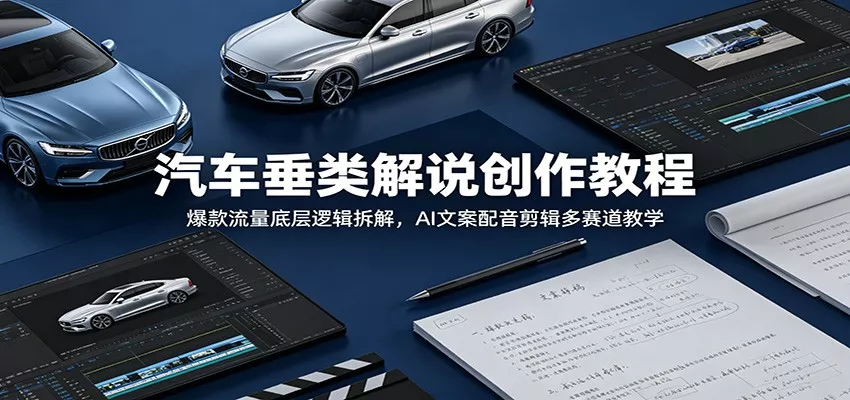 汽车垂类解说创作教程:爆款流量底层逻辑拆解,AI文案配音剪辑多赛道教学_抖汇吧