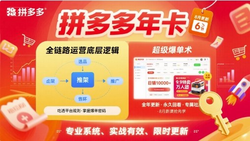 拼多多年卡【8月更新6节】拼多多全链路运营底层逻辑，超级爆单术_抖汇吧