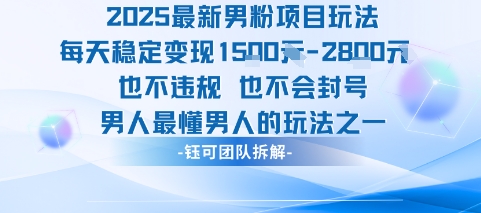 2025最新男粉项目玩法每天变现1k+也不违规也不会封号男人最懂男人的玩法_抖汇吧