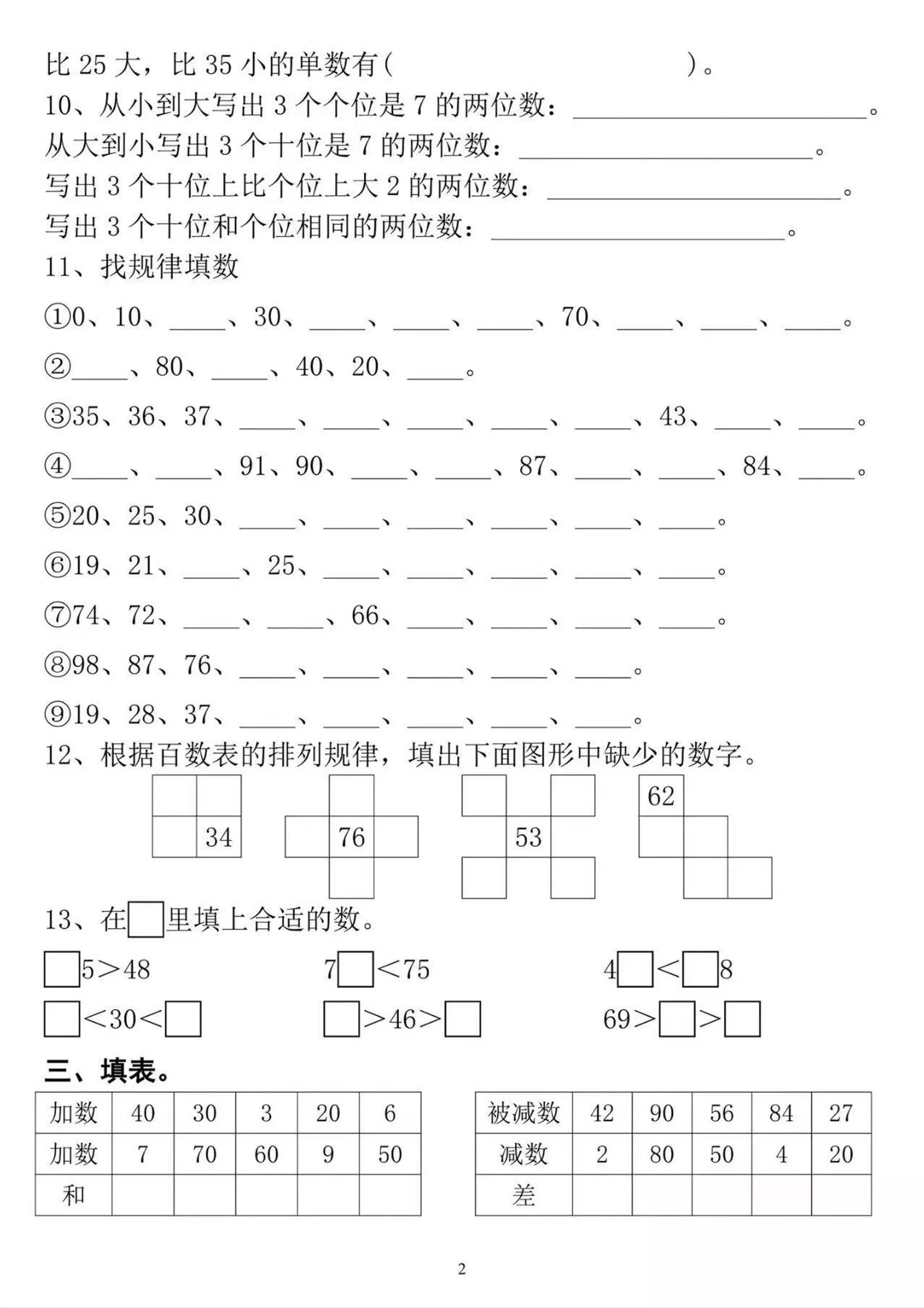 一年级下数学常考易错专项练习_抖汇吧