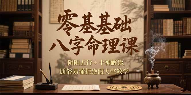 （15283期）零基础八字命理课，阴阳五行+十神解读，通俗易懂拒绝假大空教学_抖汇吧
