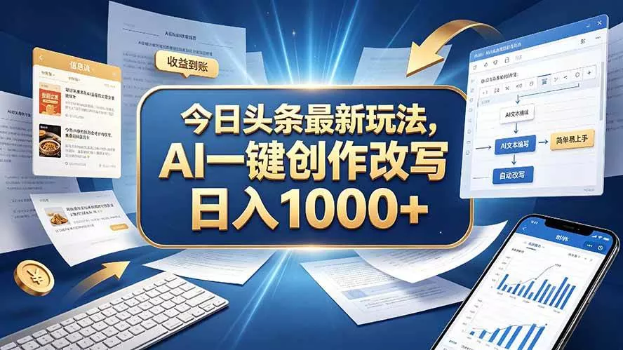 （20566期）今日头条最新玩法，AI 一键创作改写，简单易上手，轻松日入 1000 +_抖汇吧