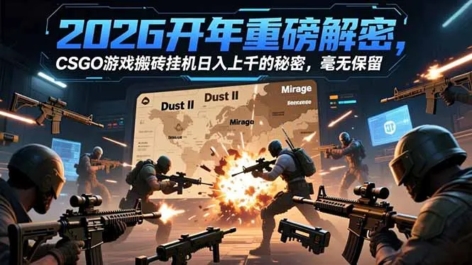 2026开年重磅解密，CSGO游戏搬砖挂机日入上千的秘密，毫无保留_抖汇吧