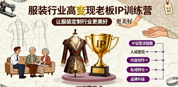 服装行业高变现老板IP训练营，让服装定制行业更美好_抖汇吧