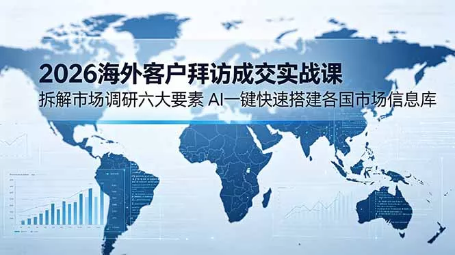 2026海外客户拜访成交实战课：拆解市场调研六大要素，AI一键快速搭建各国市场信息库_抖汇吧