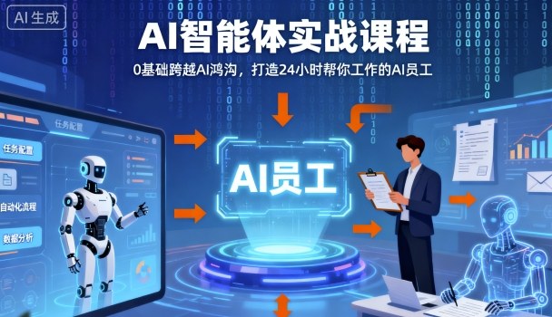 Ai智能体实战课程，0基础跨越Ai鸿沟，打造24小时帮你工作的Ai员工，打破常规，以实战定义Ai_抖汇吧