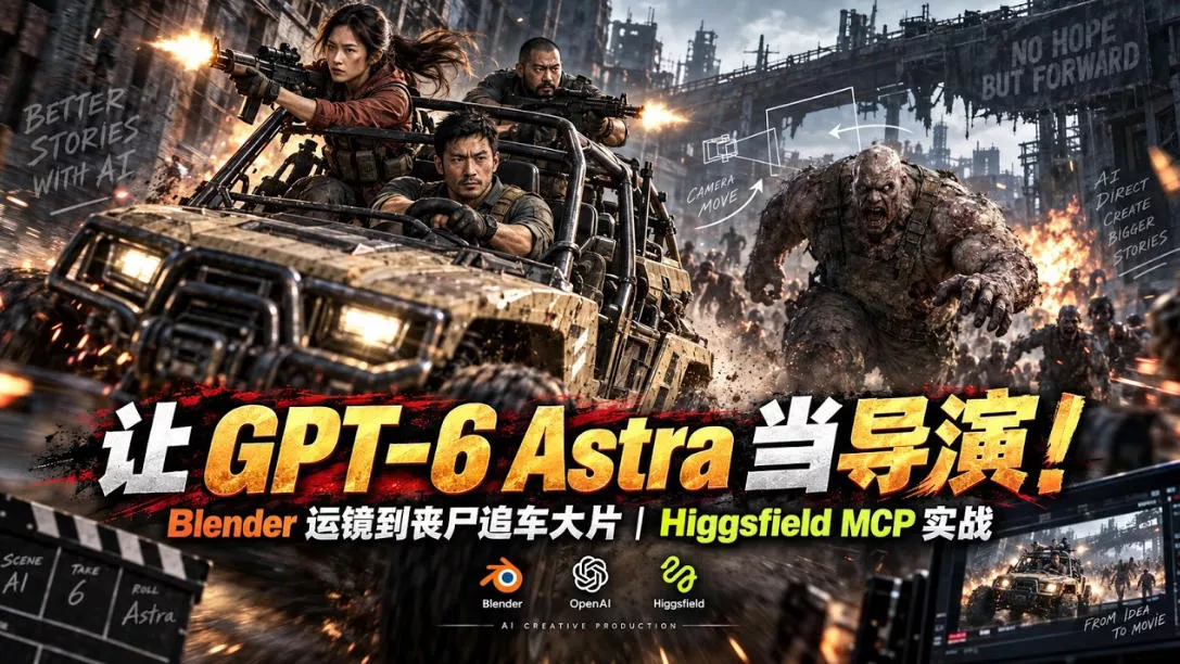 让GPT-6 Astra当导演！Blender运镜到丧尸追车大片｜Higgsfield MCP实战_抖汇吧