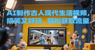 AI制作古人现代生活视频，搞笑又好玩，轻松获取流量_抖汇吧