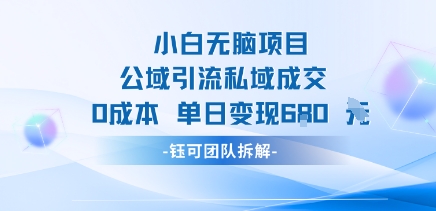 小白无脑项目公域引流私域成交0成本单日变现680米_抖汇吧
