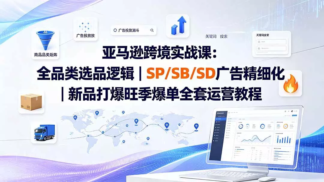 （20160期）亚马逊跨境实战课-更新8月：全品类选品逻辑｜SP/SB/SD广告精细化｜新品打爆旺季爆单全套运营教程_抖汇吧