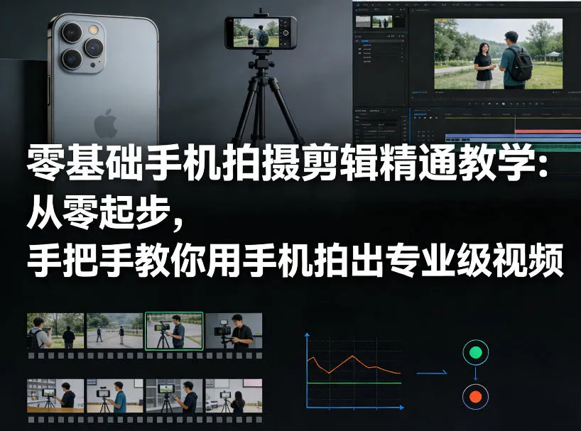 零基础手机拍摄剪辑精通教学:从零起步,手把手教你用手机拍出专业级视频_抖汇吧