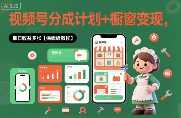 外面收费1980视频号分成计划+橱窗变现，单日收益多张【保姆级教程】_抖汇吧