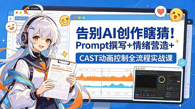 告别AI创作瞎猜！Prompt撰写+情绪营造+CAST动画控制全流程实战课_抖汇吧