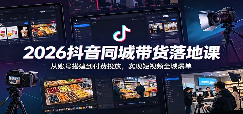 2026抖音同城带货落地课：从账号搭建到付费投放，实现短视频全域爆单_抖汇吧