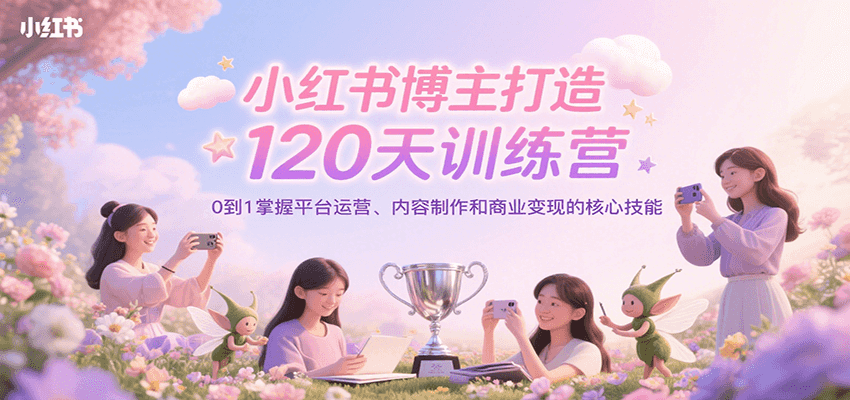 小红书博主打造120天训练营，0到1掌握平台运营、内容制作和商业变现_抖汇吧