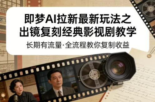 即梦AI拉新最新玩法之出镜复刻经典影视剧教学，长期有流量，全流程教你复制收益_抖汇吧
