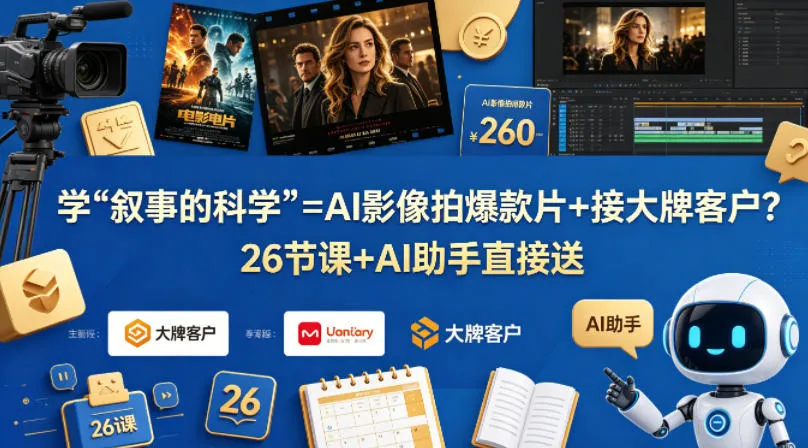 学《叙事的科学》=AI影像拍爆款片+接大牌客户？26节课+AI助手直接送【原创双语字幕】_抖汇吧