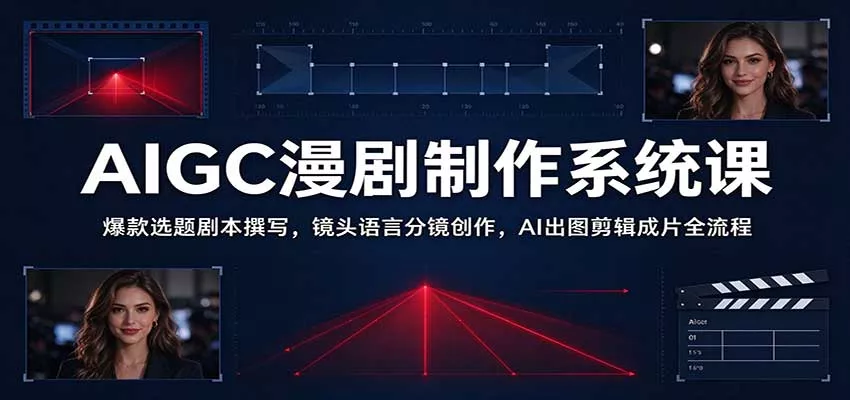 AIGC漫剧制作系统课：爆款选题剧本撰写，镜头语言分镜创作，AI出图剪辑成片全流程_抖汇吧