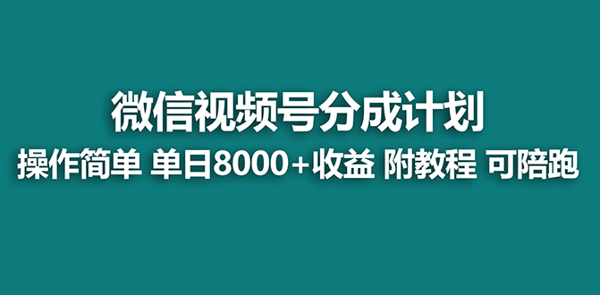 【蓝海项目】视频号分成计划，单天收益8000+，附玩法教程！可陪跑_抖汇吧